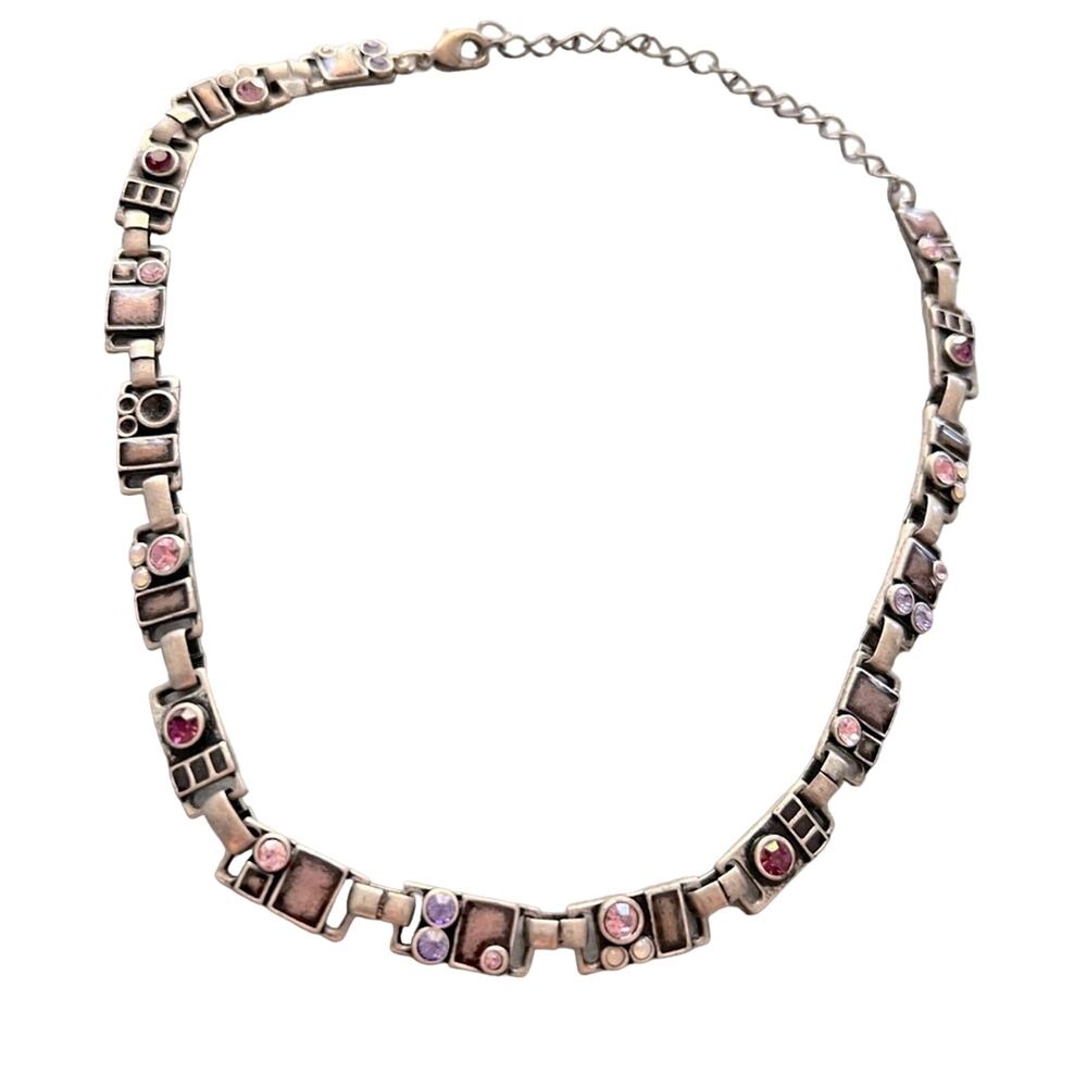 Silver Tone Gems Necklace